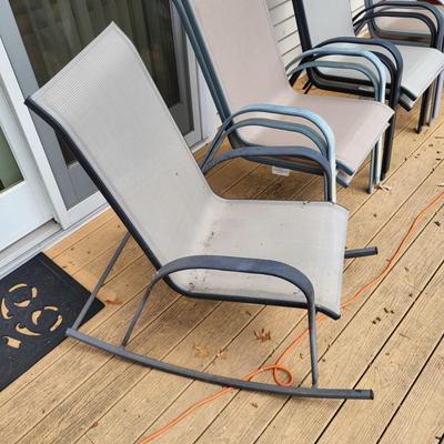 LOT 156P: Six Patio Lounge Chairs and Two Patio Lounge Rocking Chairs