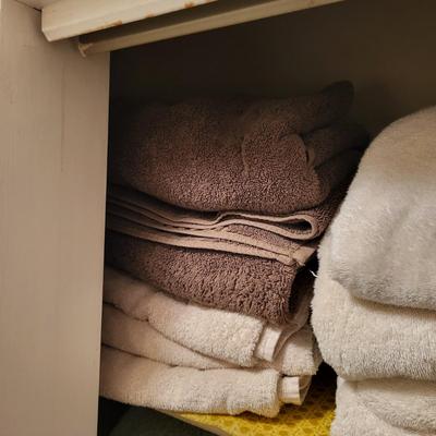 LOT 157B: Closet Full of Linens Including Towels, Sheets and More