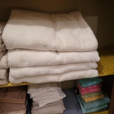 LOT 157B: Closet Full of Linens Including Towels, Sheets and More