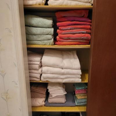 LOT 157B: Closet Full of Linens Including Towels, Sheets and More