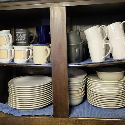 LOT 158K: Cabinet Full of Various Coffee Mugs, Plates and More