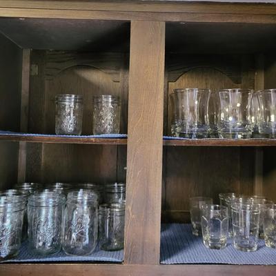 LOT 159K: Cabinet Full of Glass Mason Jars and More
