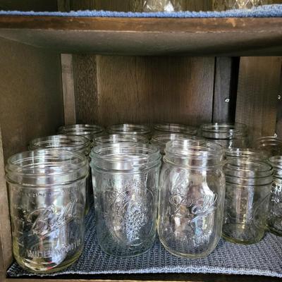 LOT 159K: Cabinet Full of Glass Mason Jars and More