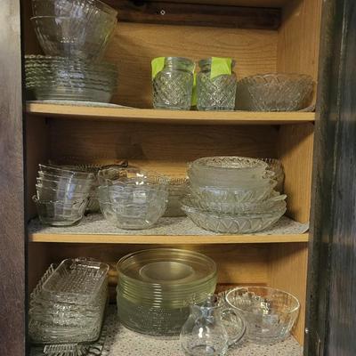 LOT 160K: Cabinet Full of Assorted Glass Dishes
