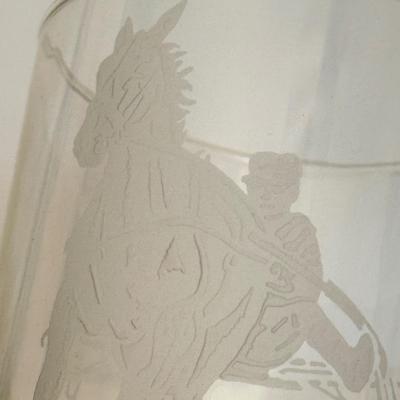 LOT 161F: Jockey Riding Horse Etched Whiskey Glasses (4)