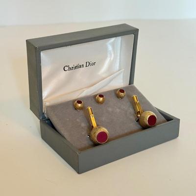 LOT 162F: Christian Dior Cufflinks & Tie Tacks Set