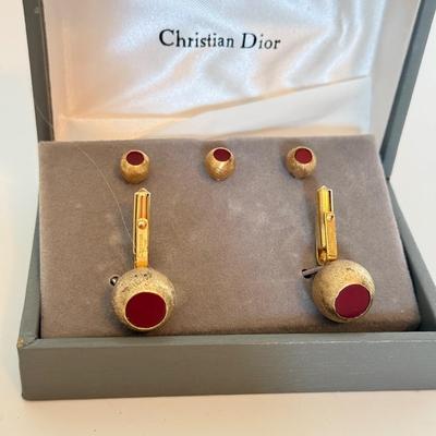 LOT 162F: Christian Dior Cufflinks & Tie Tacks Set