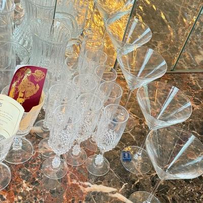 LOT 163D: HUGE Collection of Stemware: Mikasa Martini Glasses, Etched Glasses, Pressed & More