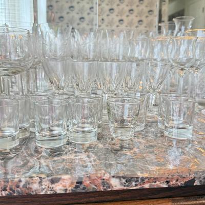LOT 163D: HUGE Collection of Stemware: Mikasa Martini Glasses, Etched Glasses, Pressed & More