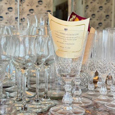 LOT 163D: HUGE Collection of Stemware: Mikasa Martini Glasses, Etched Glasses, Pressed & More