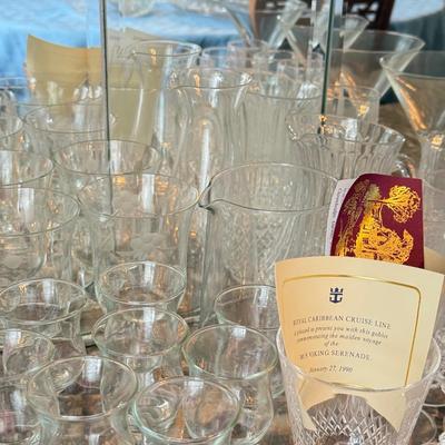 LOT 163D: HUGE Collection of Stemware: Mikasa Martini Glasses, Etched Glasses, Pressed & More