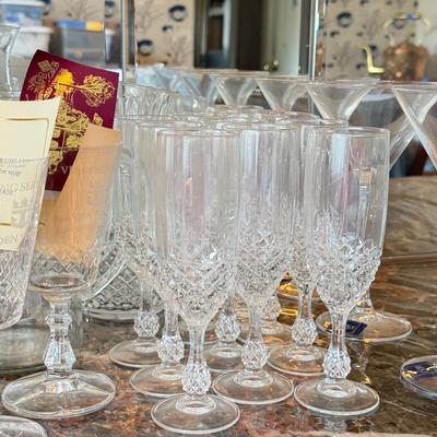 LOT 163D: HUGE Collection of Stemware: Mikasa Martini Glasses, Etched Glasses, Pressed & More