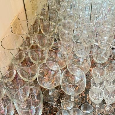 LOT 163D: HUGE Collection of Stemware: Mikasa Martini Glasses, Etched Glasses, Pressed & More