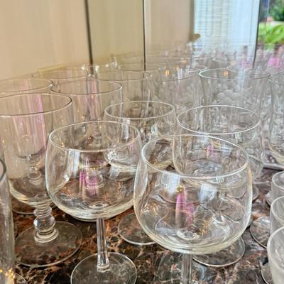 LOT 163D: HUGE Collection of Stemware: Mikasa Martini Glasses, Etched Glasses, Pressed & More
