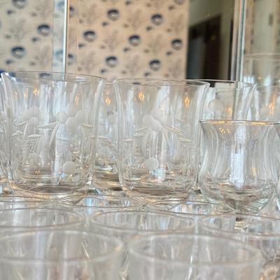 LOT 163D: HUGE Collection of Stemware: Mikasa Martini Glasses, Etched Glasses, Pressed & More