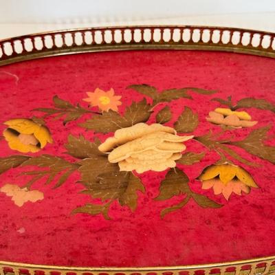 LOT 165F: Vintage Red Rose Tray & Ceramic Trinkets
