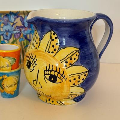 LOT 166F: Italian Pottery Pitcher, Signed Lidded Vase & More