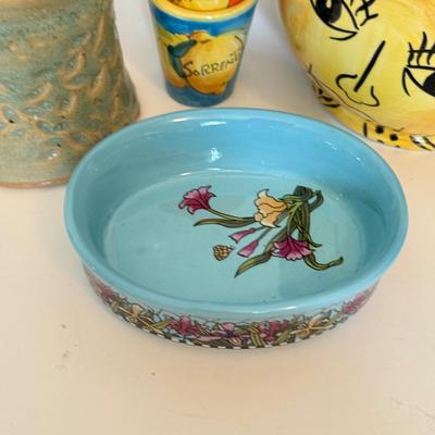 LOT 166F: Italian Pottery Pitcher, Signed Lidded Vase & More