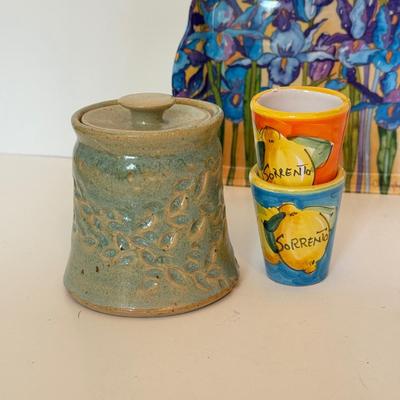LOT 166F: Italian Pottery Pitcher, Signed Lidded Vase & More
