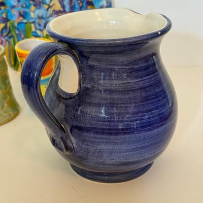 LOT 166F: Italian Pottery Pitcher, Signed Lidded Vase & More