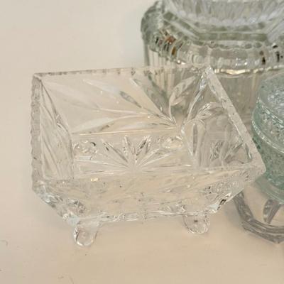 LOT 167F: Pressed Glass & Cut Crystal Trinket Dishes & Trays