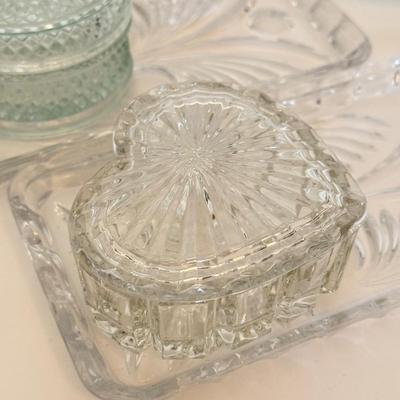 LOT 167F: Pressed Glass & Cut Crystal Trinket Dishes & Trays