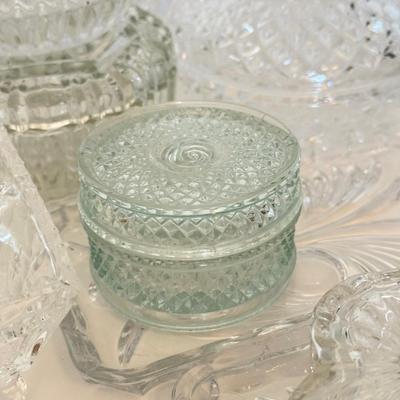 LOT 167F: Pressed Glass & Cut Crystal Trinket Dishes & Trays
