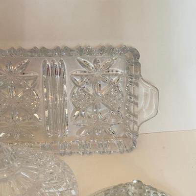 LOT 167F: Pressed Glass & Cut Crystal Trinket Dishes & Trays