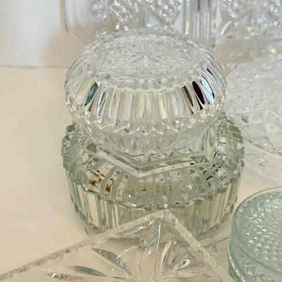 LOT 167F: Pressed Glass & Cut Crystal Trinket Dishes & Trays