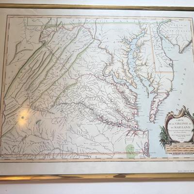 LOT 170F: Vintage Map Poster of Maryland / Virginia
