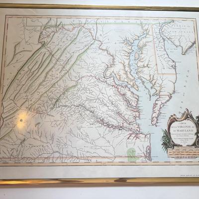 LOT 170F: Vintage Map Poster of Maryland / Virginia