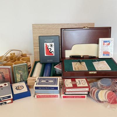 LOT 175F: Poker Night! Several Packs of Cards & Sets of Chips