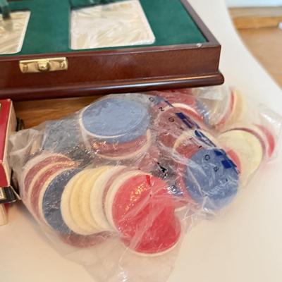 LOT 175F: Poker Night! Several Packs of Cards & Sets of Chips
