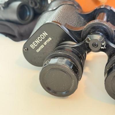 LOT 176F: Vintage Bencon 7x50 Field Binoculars & 10x25 Travel Binoculars
