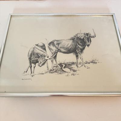 LOT 179F: Signed B Cunningham Animal Drawing