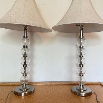 LOT 180F: Pair of Funky Modern Glass Bubble Lamps