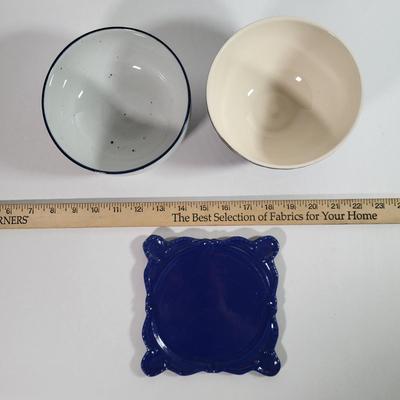 LOT 181K: Collection of Blue and White Ceramic Bowls and Plates