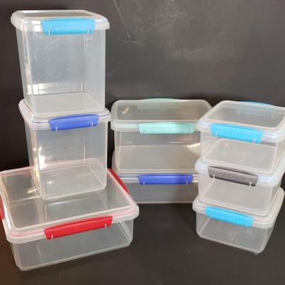 LOT 221K: Pyrex and Sistema Storage Container Sets; Salad Spinner