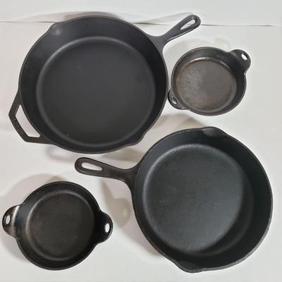 LOT 224K: Cast Iron Frying Pans; Lodge Round Mini Serving Pans