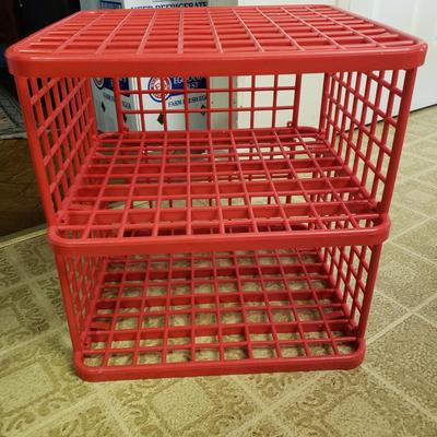 LOT 227K: 3-Tier Metal Shelf, Plastic Organization Shelves, and More