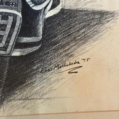 LOT 232F: Signed 1975 Makhubedu Portrait Drawing 4304