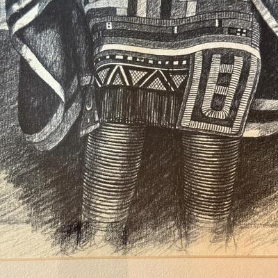 LOT 232F: Signed 1975 Makhubedu Portrait Drawing 4304