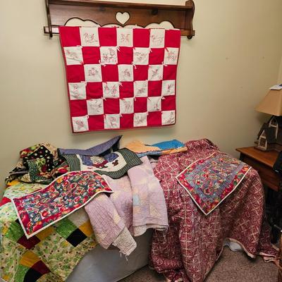 Assorted Quilts, Wall Hangers + Quilt Rack (GB1-JS)