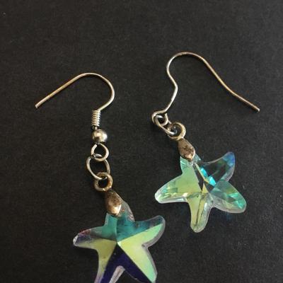 Beautiful, vintage, crystal starfish dangle, earrings