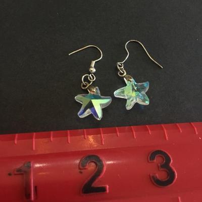 Beautiful, vintage, crystal starfish dangle, earrings