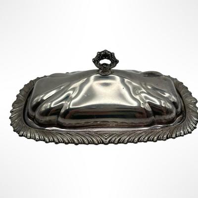 Set of 3 Silverplate Covered Butter Dishes with Glass Inserts
