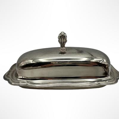Set of 3 Silverplate Covered Butter Dishes with Glass Inserts