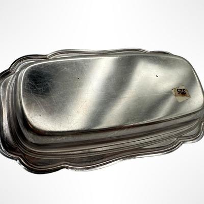 Set of 3 Silverplate Covered Butter Dishes with Glass Inserts