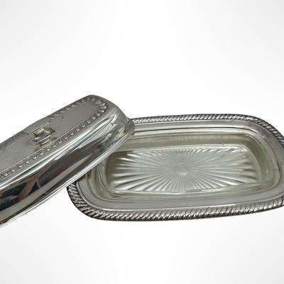 Set of 3 Silverplate Covered Butter Dishes with Glass Inserts