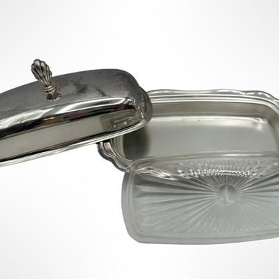 Set of 3 Silverplate Covered Butter Dishes with Glass Inserts